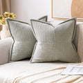 MIULEE Light Grey Corduroy Decorative Euro Sham Pillow Covers 24x24 Inch by MIULEE
