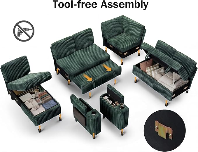 Vipbear 111" Modular Sectional Sleeper Sofa - Image 4