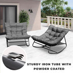 NOBLEMOOD Oversized Rocking Chairs Set of 2, Outdoor & Indoor Papasan Rocking - Image 5