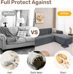 2 Pieces Sectional Couch Covers L Shaped Cover XXL Dark Gray | Thick Washable - Image 4