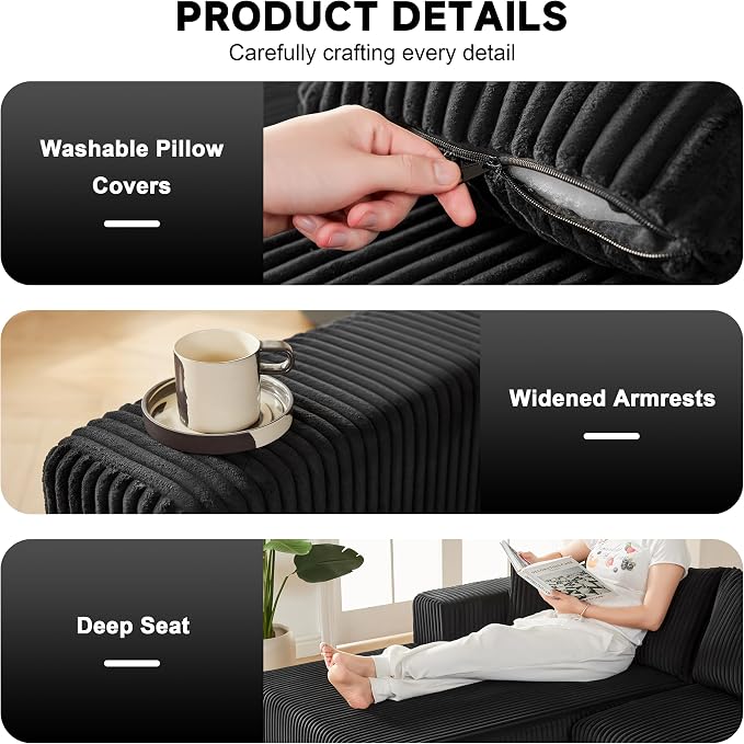 Weture 97" Modular Sectional Sofa, L-Shaped Boneless Couch - Image 6