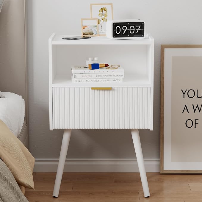 JOONEE White Nightstand, Modern Bedside Table - Image 8