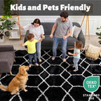 Area Rugs for Living Room, 7x10 Fluffy Black and White Modern Bedroom Rug | - Image 3