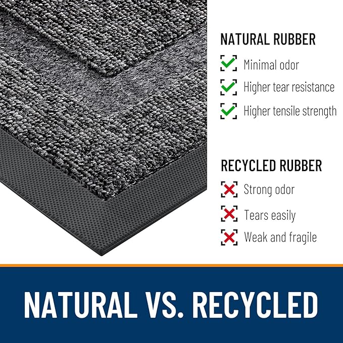 OLANLY Half Circle Front Door Mat Outside 47x23 All-Season Rubber Doormat | - Image 3