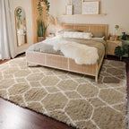 Area Rugs for Living Room, 5x8 Fluffy Beige and White Bedroom Geometric Rug | - Image 4