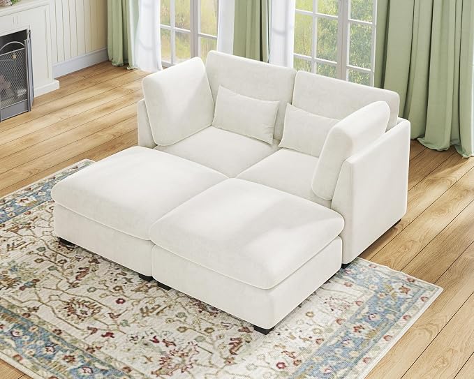 77" Oversized Chenille Couch Modular Sectional Sofa, Washable Cloud Couch - Image 4
