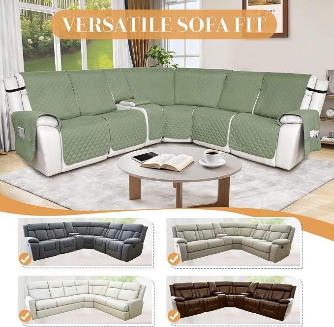 HDCAXKJ 100% Waterproof Reclining Sectional Couch Covers L Shape Recliner Sofa - Image 6