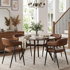 HNY Modern Dining Room Arm Chairs Set of 4, Retro Faux Leather Upholstered by HNY
