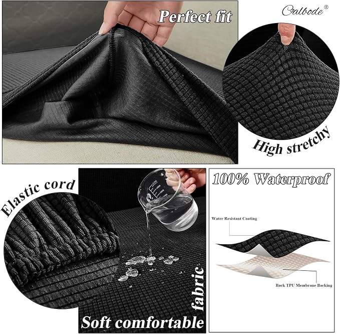 CALBODE 14Pcs Outdoor Stretch Cushion Covers, Waterproof Outdoor Chair Cushion - Image 3