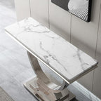 Henf 47" Marble Console Table Modern White Faux Marble Entryway Table - Image 6