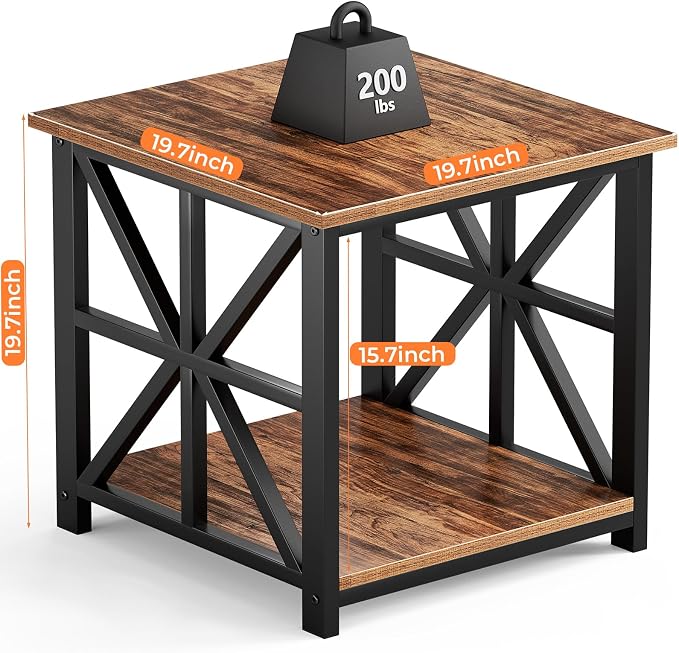 GreenForest End Table with 2-Tier Storage Shelf, 19.7 inch Side Table - Image 3