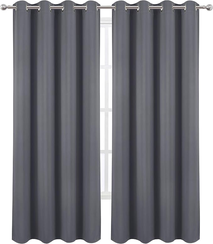 Blackout Curtains 66 x 95 inch/Grey Curtains Set of 2 Panels/Thermal Insulated - Image 2