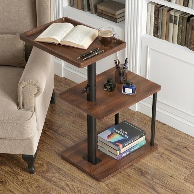 Faesun C Table End Table Adjustable Height, 360°Swivel TV Tray Table - Image 5