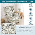 KRFOONN Velvet Wing Chair Slipcovers 2 Piece Stretch Printed Wingback Chair - Image 5