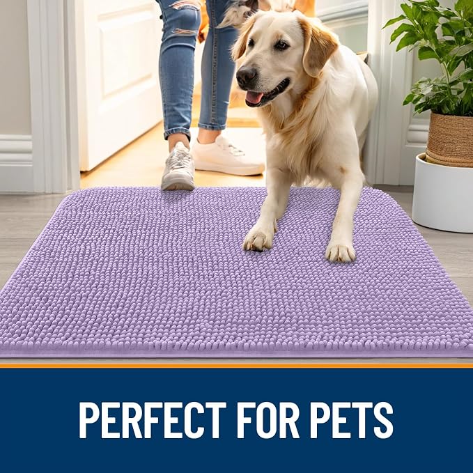 OLANLY Dog Door Mat for Muddy Paws 47x20, Super Absorbent Chenille Mud Mat | - Image 6