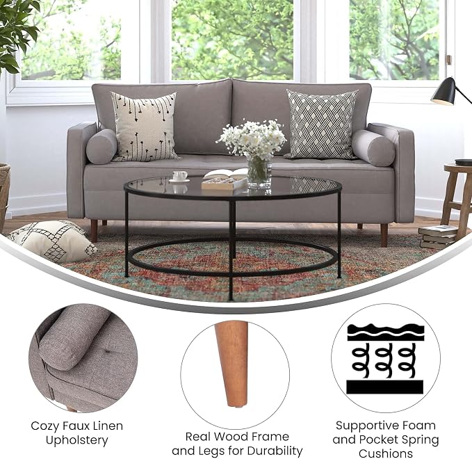 Flash Furniture Hudson Mid-Century Modern Sofa - Image 4
