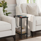 TUTOTAK Small End Table with Charging Station, Narrow Side Table with USB Ports - Image 2