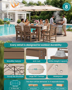 SERWALL Patio Dining Set with 15FT Double Side Umbrella, Outdoor Dining Sets - Image 2