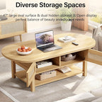 LVB Rattan Coffee Table, Boho Wood Living Room Table - Image 3