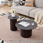 Round Nesting Coffee Table Set of 2 Mid Century Modern Wood Round Coffee Tables - Image 3