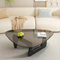 EASYSOUL Modern Glass Coffee Table, 32.68" D x 22.44" W x 15.75" H, Abstract by EASYSOUL