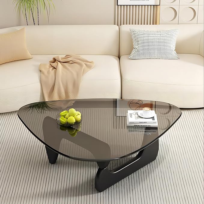 EASYSOUL Modern Glass Coffee Table, 44.88" D x 32.28" W x 15.75" H, Abstract by EASYSOUL