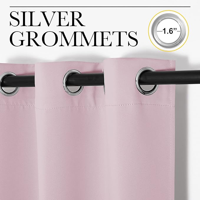 NICETOWN Baby Pink Blackout Curtains 48 inches Length - Image 2