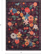 Purple Floral Area Rug 6x9 for Living Room Bedroom | Ultra-Thin;Easy Clean;Non - Image 2