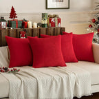 MIULEE Soft Corduroy Decorative Throw Pillow Covers Christmas Red 18x18 | Set - Image 3