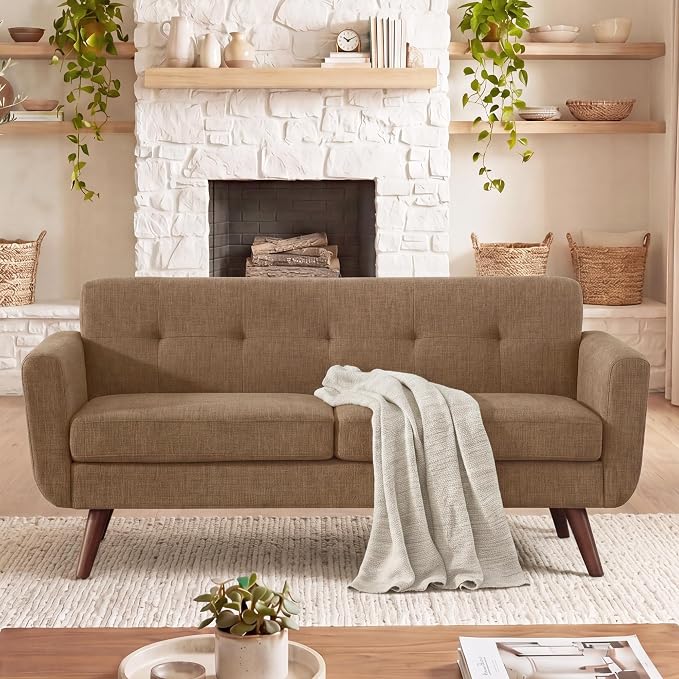 Tbfit 65" W Loveseat Sofa, Mid Century Modern Decor Love Seat Couches - Image 3