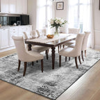 Area Rug 4x6 Grey Rug Washable Boho Rugs Non Slip Low Pile Abstract Small Carpet - Image 5