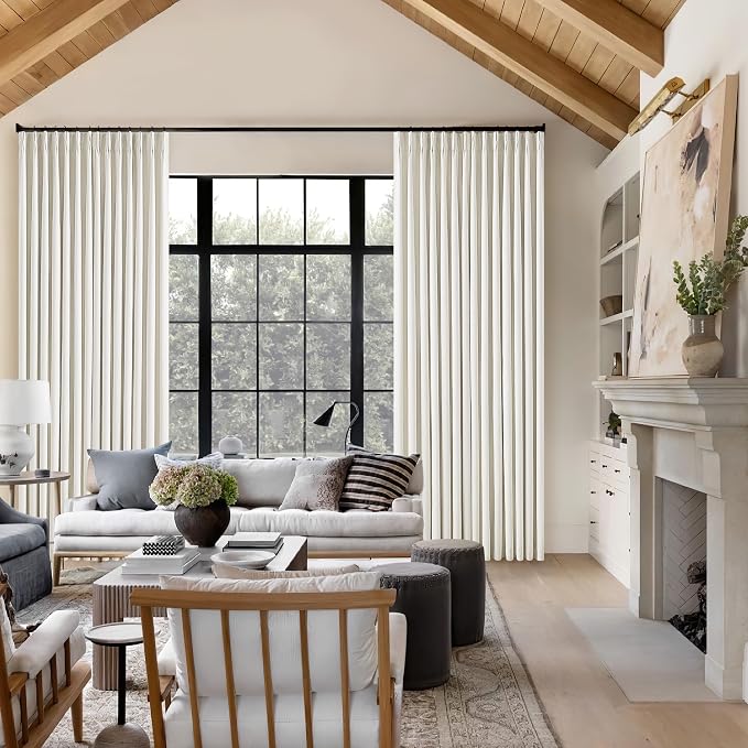 Natural Linen Pinch Pleated Full Blackout Curtains 94 Inch Long 2 Panels | - Image 7
