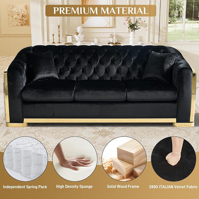 DAMAIFROM Mid Century Modern Chesterfield Sofa Couch, 5 Seat Tufted Sofas - Image 4