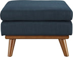 Modway Engage Mid-Century Modern Upholstered Fabric Ottoman in Azure - Image 4
