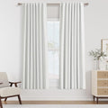 White 100% Blackout Linen Curtains 63 Inch Length 2 Panels Set by Guken