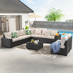 JOYURE 10 Pieces Patio Furniture Set All-Weather Outdoor Wicker Sectional - Image 7