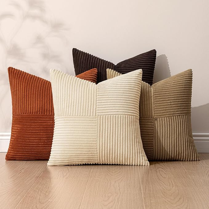 MIULEE Brown Beige Throw Pillow Covers 16x16 Inch Set of 4 Boho Farmhouse - Image 5