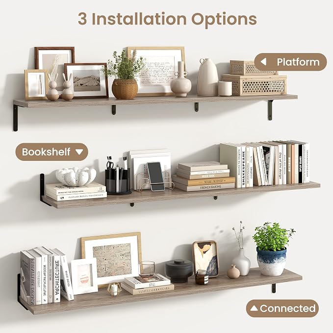 Fun Memories Deep Floating Shelves, 55W x 8D Floating Shelves Set of 2 - Image 5