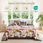 LUTBM Boho Throw Blanket for Bed 100% Cotton Soft Breathable Quilt Floral - Image 2