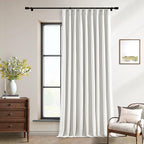 Beige White Pinch Pleated 100% Blackout Linen Curtains W60xL102 1 Panel | Black - Image 6