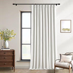 Beige White Pinch Pleated Blackout Linen 84 Inch Long Curtains 60 Inch Wide | by Twodrapes