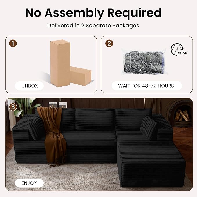 106" Cloud Sectional Boneless Couches - Image 7