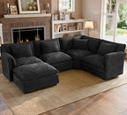 ELUCHANG 114" Oversized V-Shaped Cloud Couch Modular Sectional Sofa by ELUCHANG