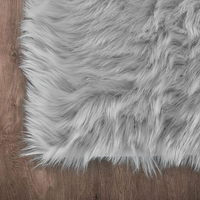 Latepis Grey Faux Sheepskin Fur 2x6 Runner Rugs High Pile Soft Plush Fuzzy Rug - Image 6