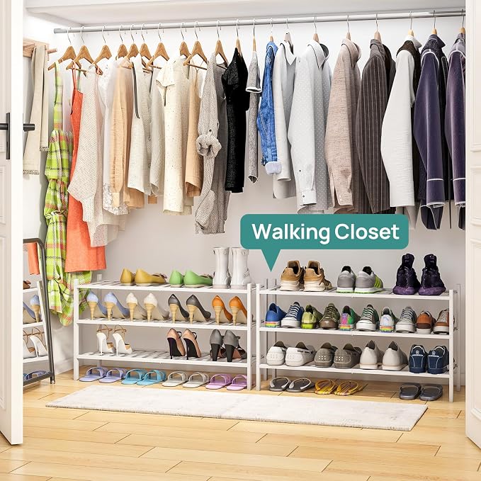 viewcare 3-Tier Long Shoe Rack, Bamboo Wood Shoe Rack - Image 2