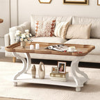 Function Home Farmhouse Coffee Table, 2-Tier Center Table - Image 2