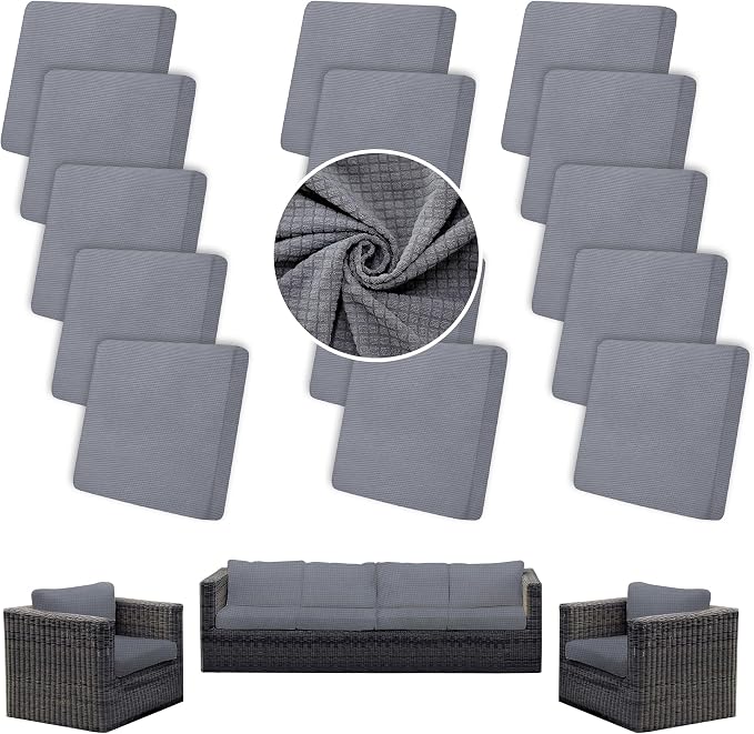 14PCS Patio Cushion Covers, Patio Furniture Couch Seat Slipcovers | Washable by SUKAIKEQA