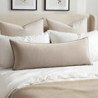 MIULEE Decorative Linen Lumbar Pillow Cover 14x36 Inch Natural Linen | Boho by MIULEE