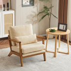 VINGLI Solid Wood Wide Armrests Accent Chair Set of 2, Upholstered Mid Century - Image 9