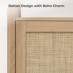 SICOTAS Rattan Coffee Bar Cabinet, Farmhouse Liquor Cabinet - Image 4